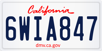CA license plate 6WIA847