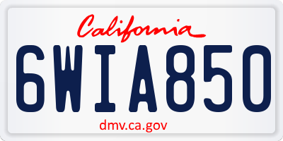CA license plate 6WIA850