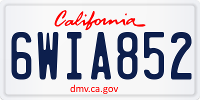 CA license plate 6WIA852