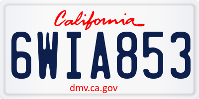 CA license plate 6WIA853