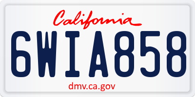 CA license plate 6WIA858