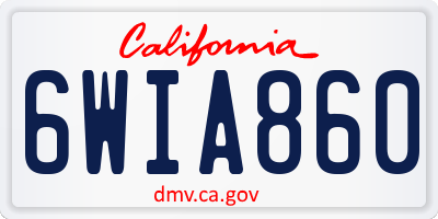 CA license plate 6WIA860