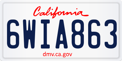CA license plate 6WIA863