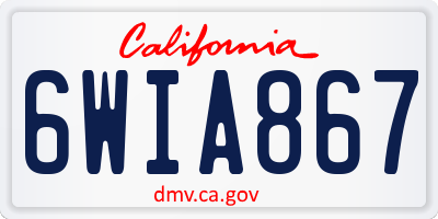 CA license plate 6WIA867