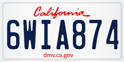CA license plate 6WIA874