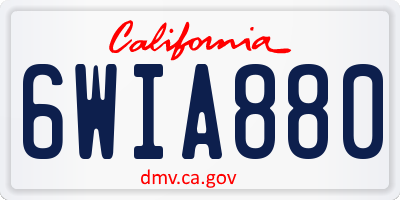 CA license plate 6WIA880