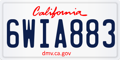 CA license plate 6WIA883