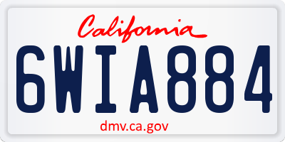 CA license plate 6WIA884