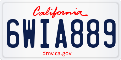 CA license plate 6WIA889