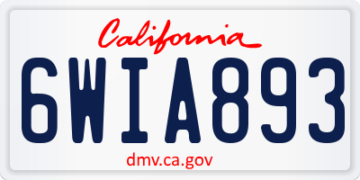 CA license plate 6WIA893