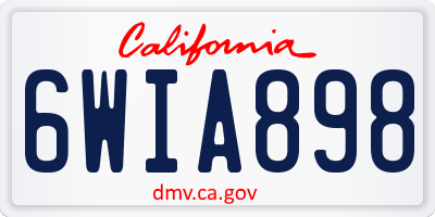 CA license plate 6WIA898