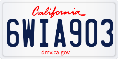 CA license plate 6WIA903