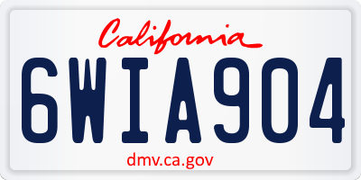 CA license plate 6WIA904