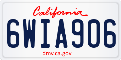 CA license plate 6WIA906