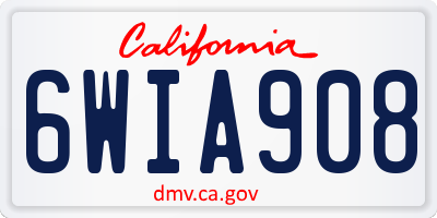 CA license plate 6WIA908