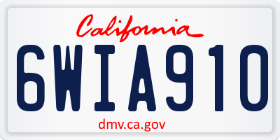 CA license plate 6WIA910