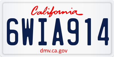 CA license plate 6WIA914