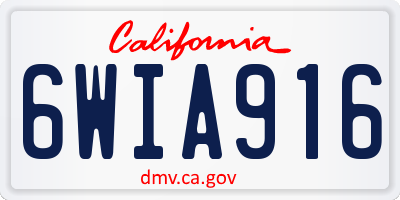 CA license plate 6WIA916