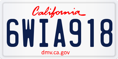 CA license plate 6WIA918