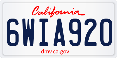CA license plate 6WIA920