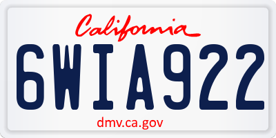 CA license plate 6WIA922