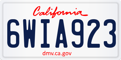 CA license plate 6WIA923