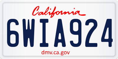 CA license plate 6WIA924