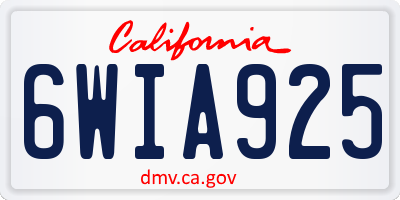 CA license plate 6WIA925