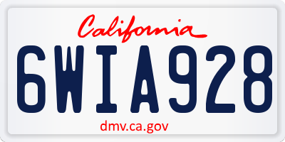 CA license plate 6WIA928