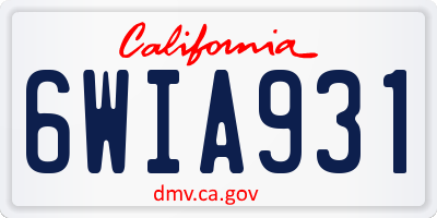 CA license plate 6WIA931