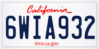CA license plate 6WIA932