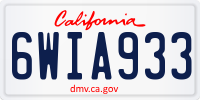 CA license plate 6WIA933