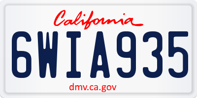 CA license plate 6WIA935