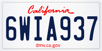 CA license plate 6WIA937