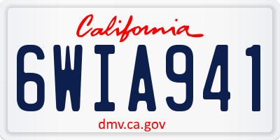 CA license plate 6WIA941