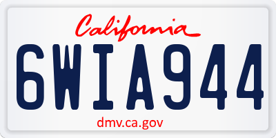 CA license plate 6WIA944