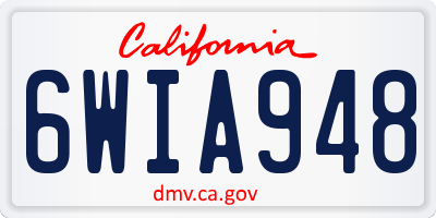 CA license plate 6WIA948