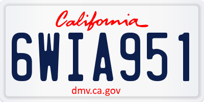 CA license plate 6WIA951