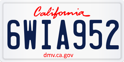 CA license plate 6WIA952