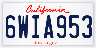 CA license plate 6WIA953