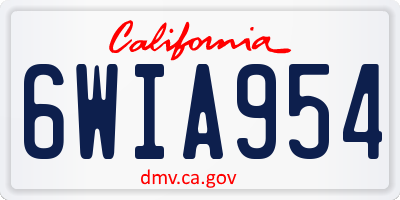 CA license plate 6WIA954
