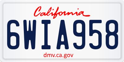 CA license plate 6WIA958