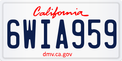 CA license plate 6WIA959