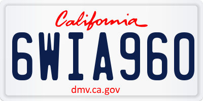 CA license plate 6WIA960