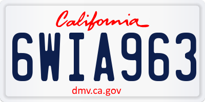 CA license plate 6WIA963