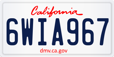 CA license plate 6WIA967