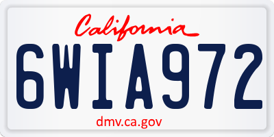 CA license plate 6WIA972