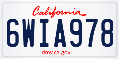 CA license plate 6WIA978