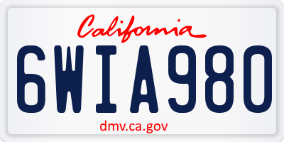 CA license plate 6WIA980