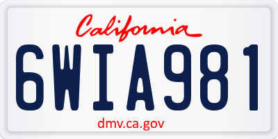 CA license plate 6WIA981